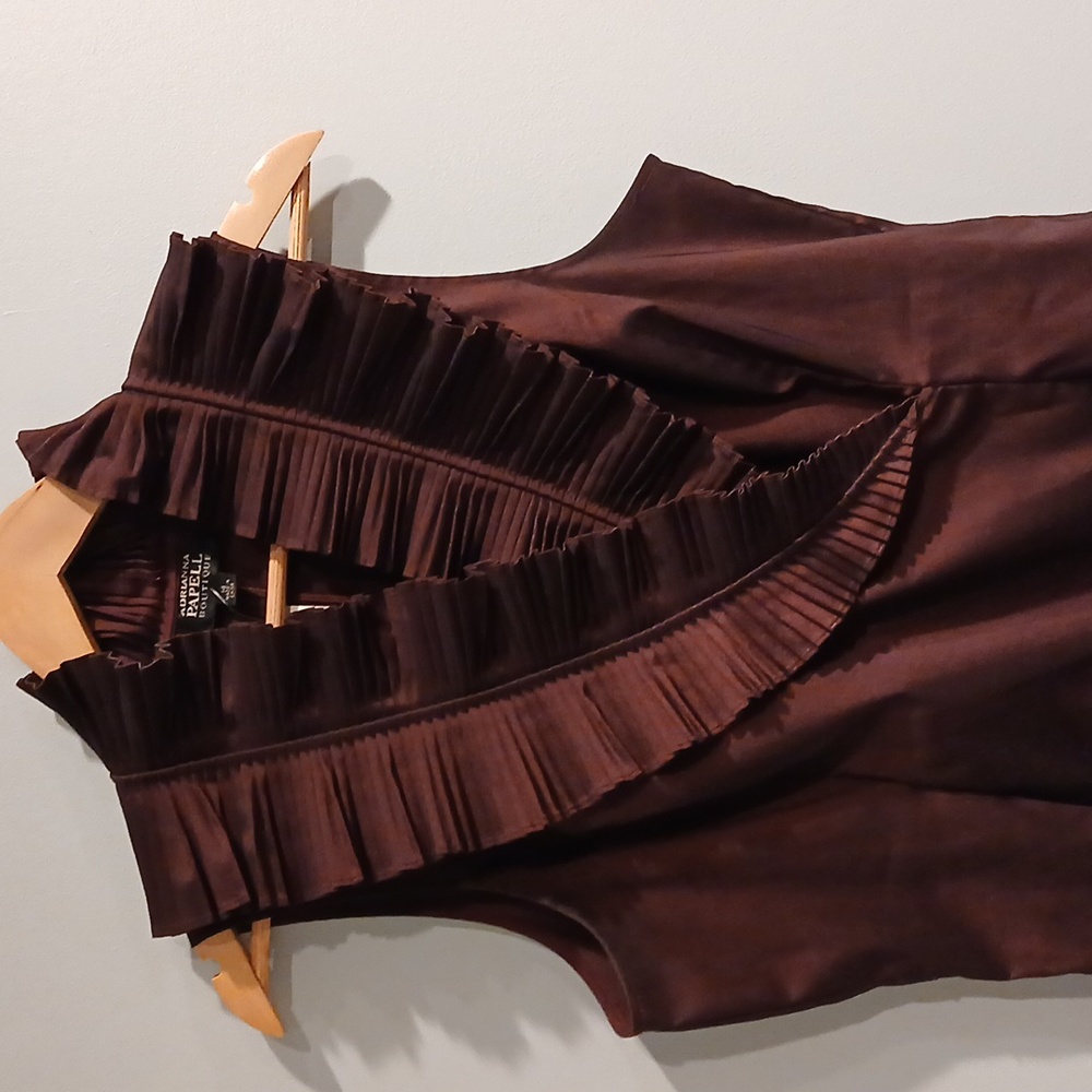 Adrianna Papell Boutique Blouse, size 14, marroon color.